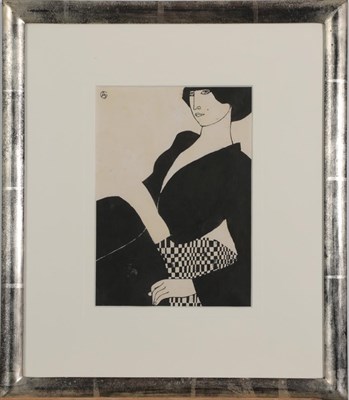 Lot 58 - Anthony Gilbert (1916-1995) ''Lady in Landscape'' Monogrammed, pen and ink, together with a further