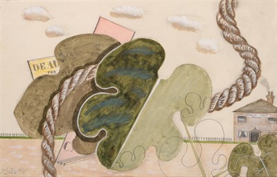 Lot 61 - John Banting (1902-1972) Surrealist Composition Signed and dated 1928, pencil and watercolour, 25cm