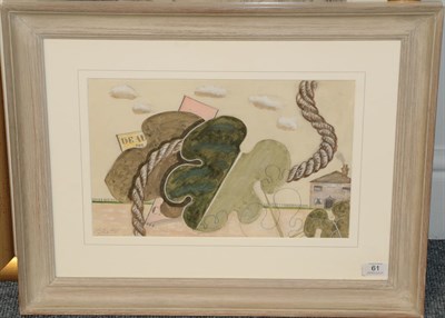 Lot 61 - John Banting (1902-1972) Surrealist Composition Signed and dated 1928, pencil and watercolour, 25cm