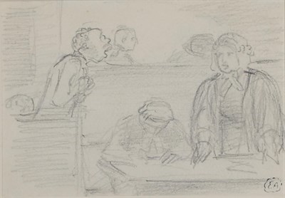 Lot 64 - Edward Ardizzone CBE, RA (1900-1979)  ''Court Scene'' Monogrammed, pencil, 9cm by 10cm...