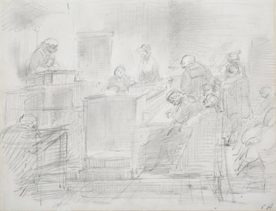 Lot 65 - Edward Ardizzone CBE, RA (1900-1979)  Court Scene Initialled, pencil, 21.5cm by 28cm...
