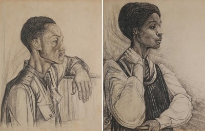 Lot 67 - *HML (20th century) Head and shoulders portrait of a woman Signed and dated (19)67, charcoal,...