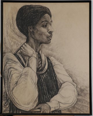 Lot 67 - *HML (20th century) Head and shoulders portrait of a woman Signed and dated (19)67, charcoal,...