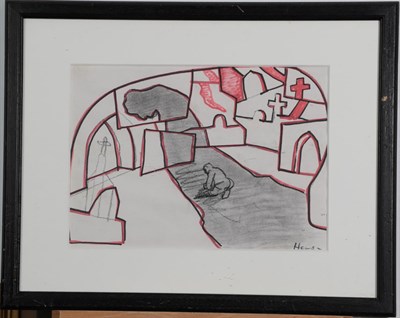 Lot 87 - Peter Howson (b.1958) Scottish Stage Design for Don Giovanni  Signed, felt tip and crayon, 20cm...