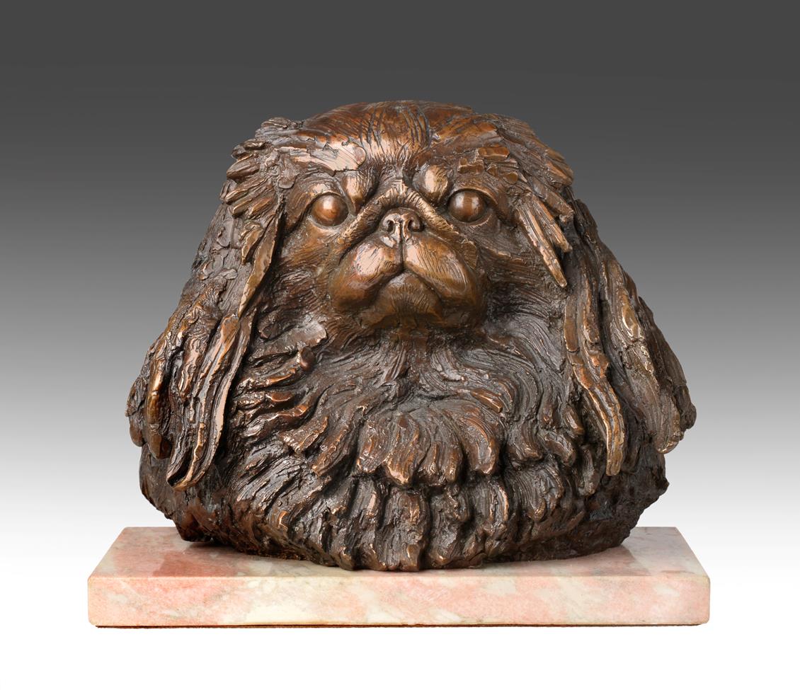 Lot 105 - Sally Arnup FRBS, ARCA (1930-2015) Pekingese head Signed and numbered II/X, bronze on a marble...