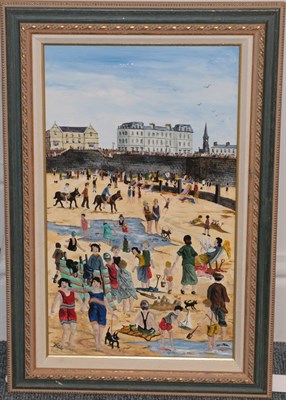 Lot 121 - Allen Tortice (b.1948) ''The Beach'' Signed and inscribed verso, oil on canvas, 50cm by 29cm...
