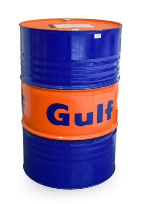 Lot 2182 - A Gulf 200 litre cylindrical oil drum, 89cm high