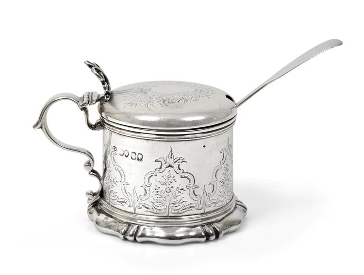 Lot 2002 - A Victorian Silver Mustard-Pot, by Charles Fox, London, 1839, drum-shaped and with spreading...