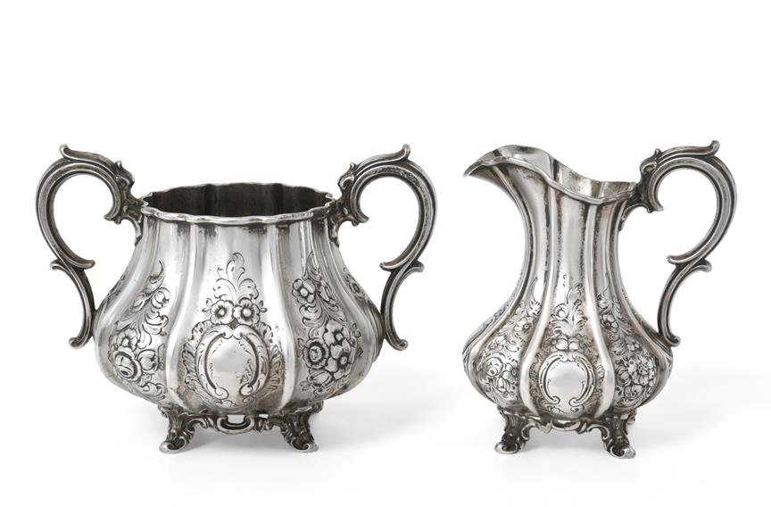 Lot 2007 - A Victorian Silver Cream-Jug and Sugar-Bowl, by Elkington and Co. Ltd., Birmingham, 1852, each...