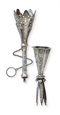 Lot 2012 - A Victorian Silver Posy-Holder and a Silvered Example, The First Maker's Mark Rubbed,...