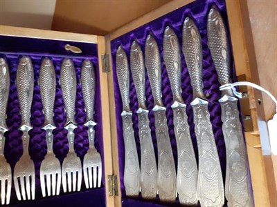 Lot 2027 - A Rare Cased Set of Victorian Silver Fish-Eaters, by Martin and Hall, Sheffield, The Knives...