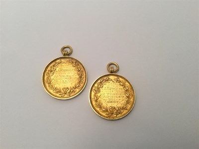 Lot 2046 - Two Victorian Gold Medals, Makers Mark Poorly Struck, Probably by Daniel George Collins,...