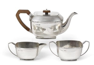 Lot 2074 - A Three-Piece Edward VIII Silver Tea-Service, by Stower and Wragg Ltd., Sheffield, 1936, each piece