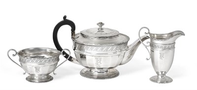 Lot 2079 - A Three-Piece George V Silver Tea-Service, by Roberts and Belk, Sheffield, 1928, each piece...