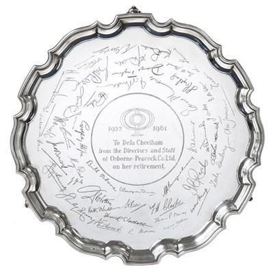 Lot 2081 - An Elizabeth II Silver Salver, by Wakely and Wheeler, London, 1960, shaped circular and on...