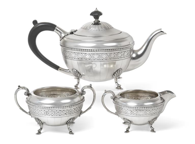 Lot 2084 - A Three-Piece George V Silver Tea-Service, by Barker Brothers Silver Ltd. Birmingham, The...