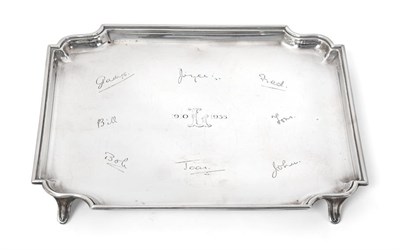 Lot 2087 - A George V Silver Waiter, by Frank Cobb and Co. Ltd., Sheffield, 1934, oblong with incurved...