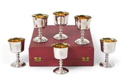 Lot 2091 - A Cased Set of Six Elizabeth II Silver Goblets, by Barker Ellis Silver Co., Birmingham, 1973,...