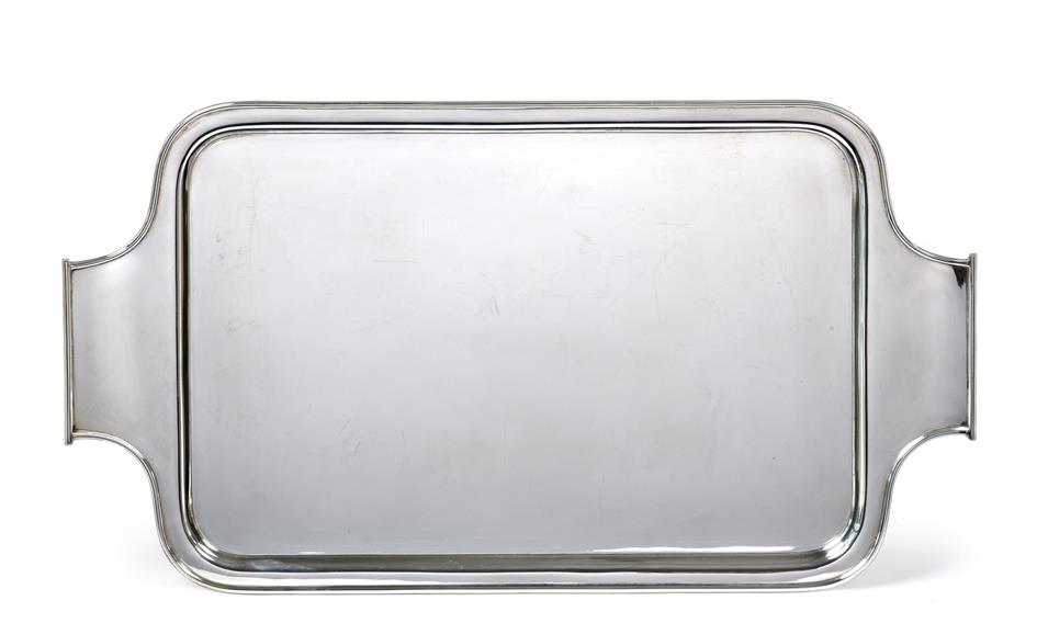 Lot 2093 - A George V Silver Tray, by Birch and Gaydon, London, 1934, plain oblong and with integral...