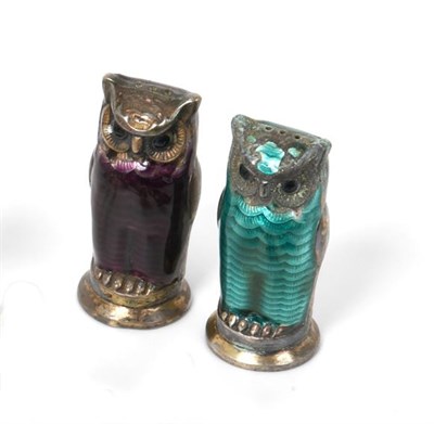 Lot 2105 - A Pair of Norwegian Silver-Gilt and Enamel Pepperettes, by David Andersen, 20th Century, each...