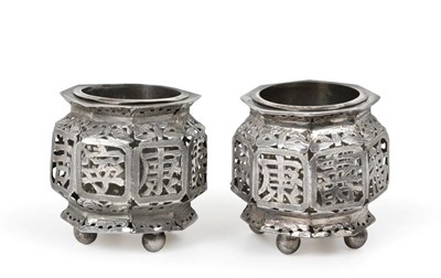 Lot 2116 - A Pair of Chinese Silver Salt-Cellars, by Lin Rong Qing, Silversmiths Mark Biao, Hangzhou,...