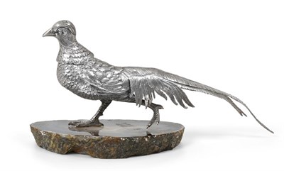 Lot 2126 - A Continental Silver Model of a Pheasant, Maker's Mark UM over C Within a Teapot, 20th Century,...