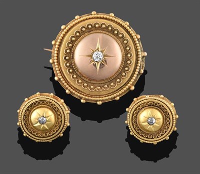 Lot 2143 - A Victorian Diamond Brooch, an old cut diamond within a yellow star setting, to a ropetwist and...