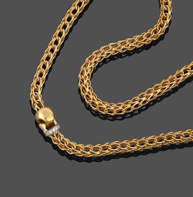 Lot 2147 - An 18 Carat Gold Diamond Necklace, by Boodles, the yellow fancy link chain terminating to a diamond
