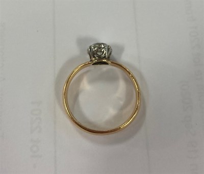 Lot 2183 - A 22 Carat Gold Diamond Solitaire Ring, the old cut diamond in a white claw setting, on a...
