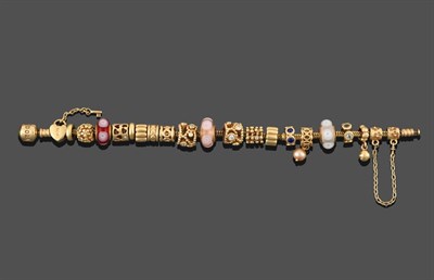 Lot 2282 - A Pandora Bracelet, hung with twenty charms including a sapphire example, an aquamarine...