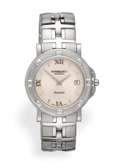 Lot 2350 - A Stainless Calendar Wristwatch, signed Raymond Weil, model: Parsifal, ref: 9531, circa 2000,...