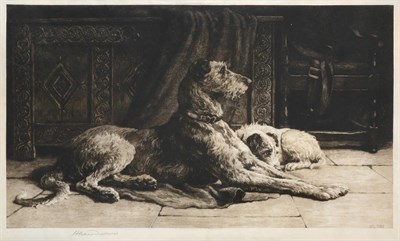 Lot 1001 - Herbert Dicksee RE (1862-1942) Waiting for master Signed in pencil, a black and white etching,...