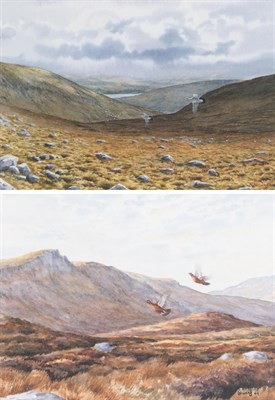Lot 1047 - Owen Williams (b. 1956) Red Grouse in Flight Signed and dated (19)97, watercolour, together...