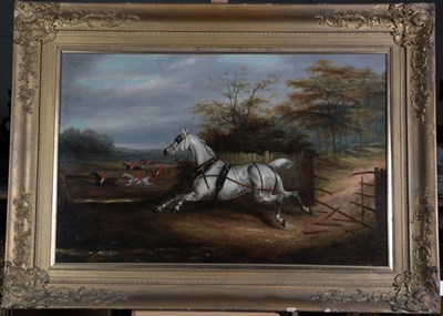 Lot 1077 - James Clark (fl.1858-1909) The Runaway Horse Signed, oil on canvas, 47.5cm by 74cm  See...