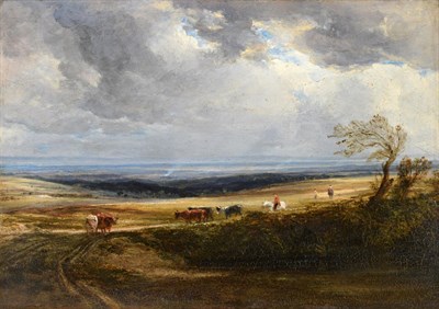 Lot 1078 - Anthony Vandyke Copley Fielding (1787-1855) ''View looking over the Weald of Sussex Down near...