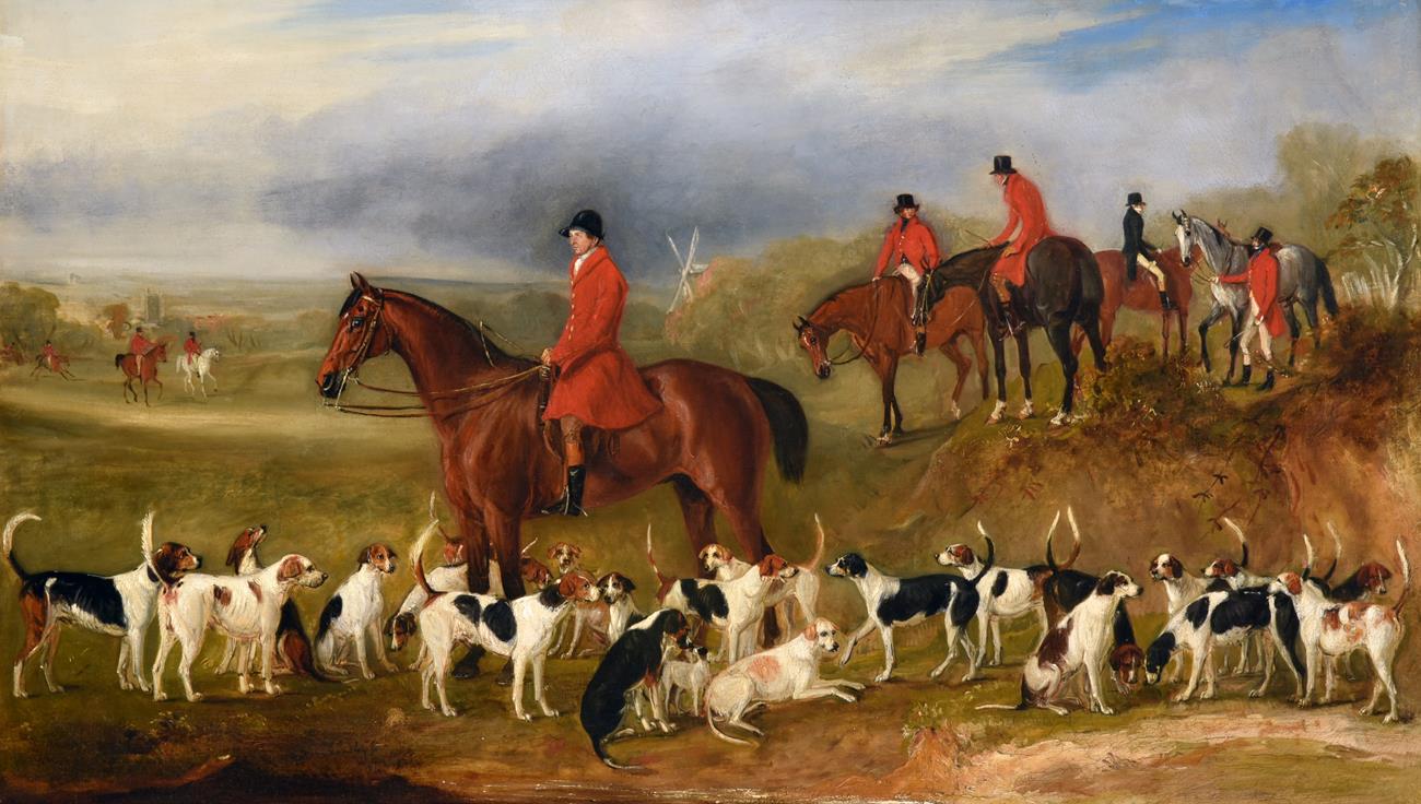 Lot 1080 - John Ferneley Junior (1815-1862) The Middleton Hunt meeting near Birdsall with Mr T Carter MFH...