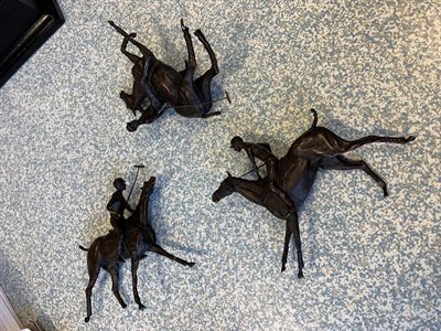 Lot 1084 - Jonathan Knight (b.1959) Part of a unique set of eight Polo players, mounted as two sets of two...