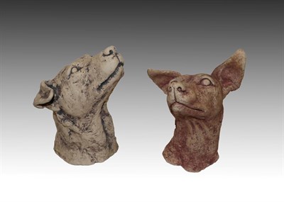 Lot 1096 - Sally Arnup FRBS, ARCA (1930-2015) Patterdale Terrier head Ceramic, together with another, 20cm and
