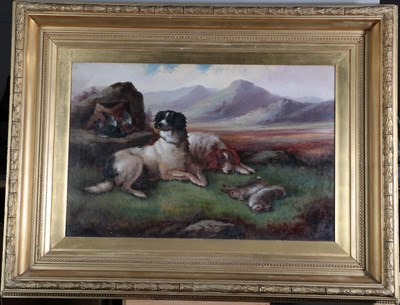 Lot 1105 - Robert Cleminson (fl.1864-1903) Spaniels with the day's bag  Signed, oil on canvas, together with a