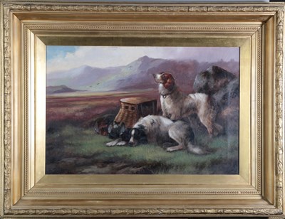 Lot 1105 - Robert Cleminson (fl.1864-1903) Spaniels with the day's bag  Signed, oil on canvas, together with a