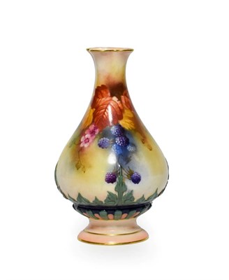 Lot 13 - A Royal Worcester Porcelain Vase, in the manner of Kitty Blake, 1910, of fluted pear shape, painted