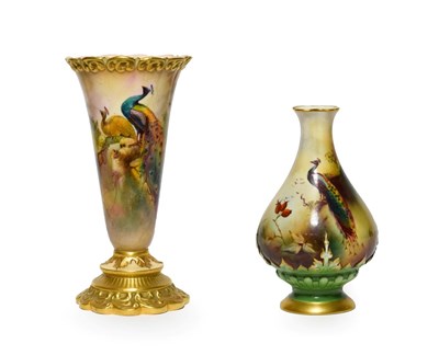 Lot 16 - A Royal Worcester Porcelain Vase, by Walter Sedgley, 1913, of conical form with scroll moulded...