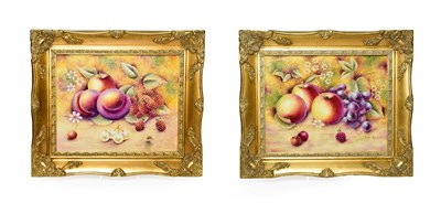 Lot 31 - A Pair of Royal Worcester Style Porcelain Plaques, by Bryan Cox, late 20th century, painted...