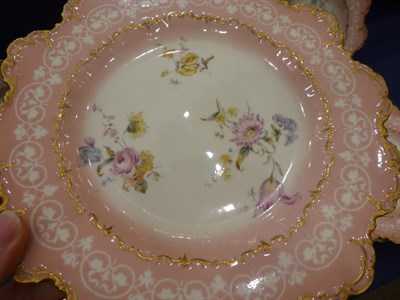 Lot 34 - A Set of Twelve Royal Crown Derby Porcelain Dessert Plates, 1895, painted with scattered...