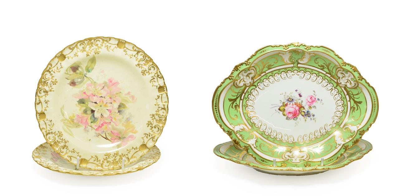 Lot 35 - A Pair of Royal Crown Derby Porcelain Dessert Dishes, 1904, of lobed oval form, painted with...