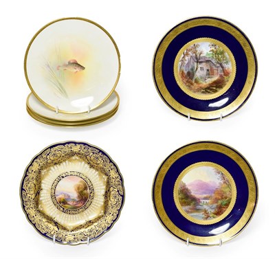 Lot 36 - A Pair of Royal Worcester Porcelain Sandwich Plates, by Barker, 1926, of square form, painted...