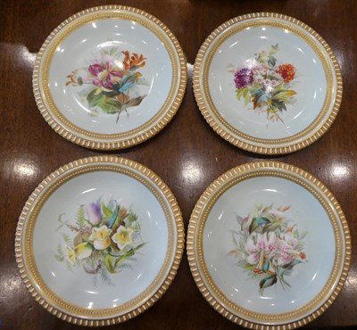 Lot 39 - A Set of Sixteen Royal Worcester Porcelain Dessert Plates, circa 1870, painted with flowersprays on