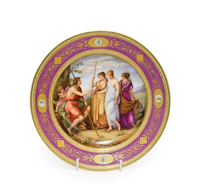 Lot 75 - A Vienna Porcelain Plate, 1796, painted with The Judgement of Paris within a puce and green...