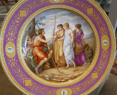 Lot 75 - A Vienna Porcelain Plate, 1796, painted with The Judgement of Paris within a puce and green...