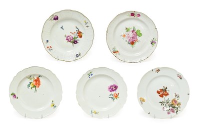 Lot 79 - A Russian Imperial Porcelain Factory Dessert Plate, 1762-1796, painted with a flowerspray and...
